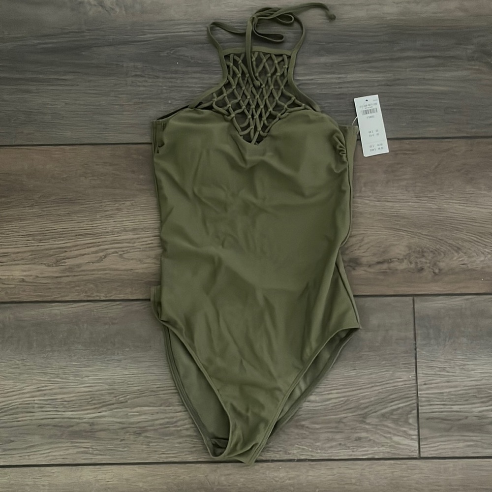 Hollister swim suit green halter neck size XS New NWT